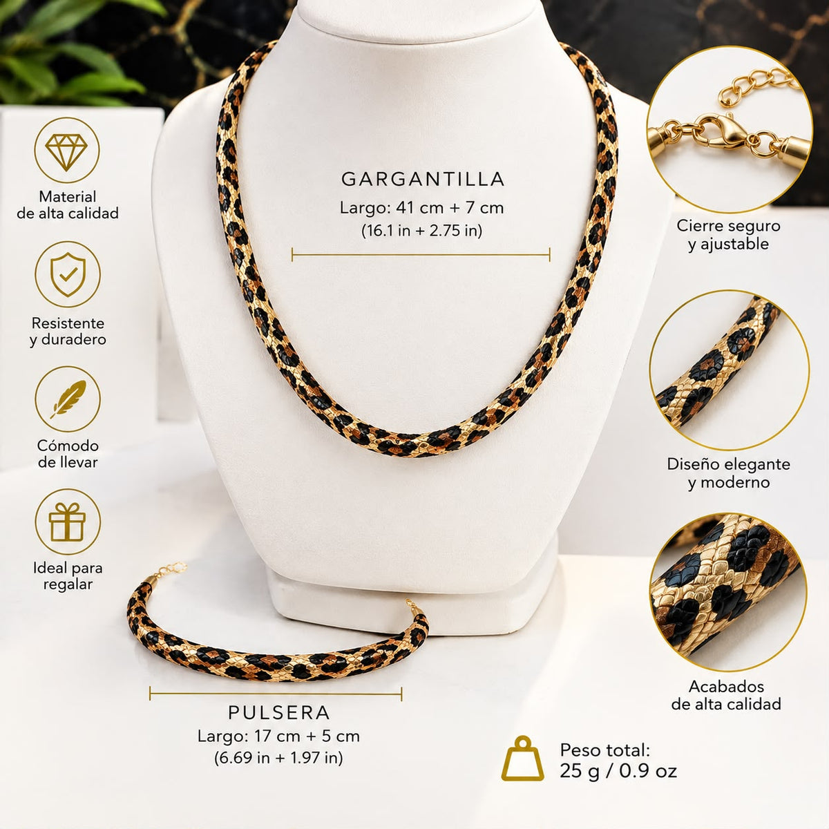 Combo Collar + Pulsera Animal Print