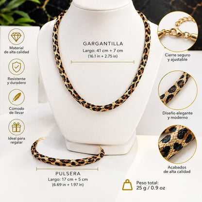 Combo Collar + Pulsera Animal Print