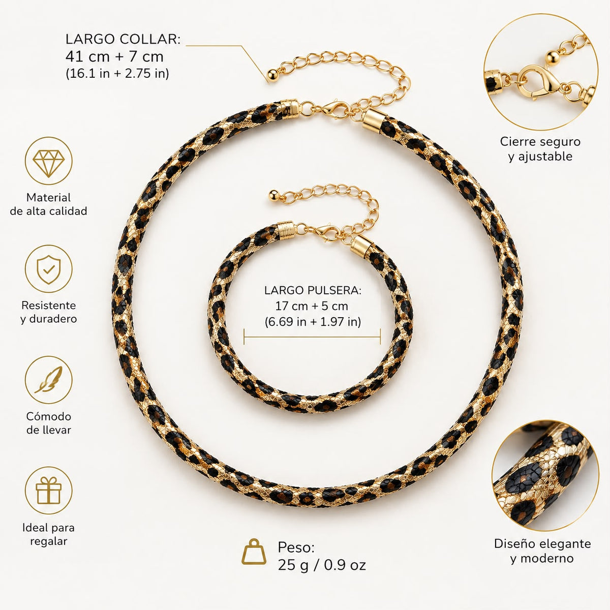 Combo Collar + Pulsera Animal Print